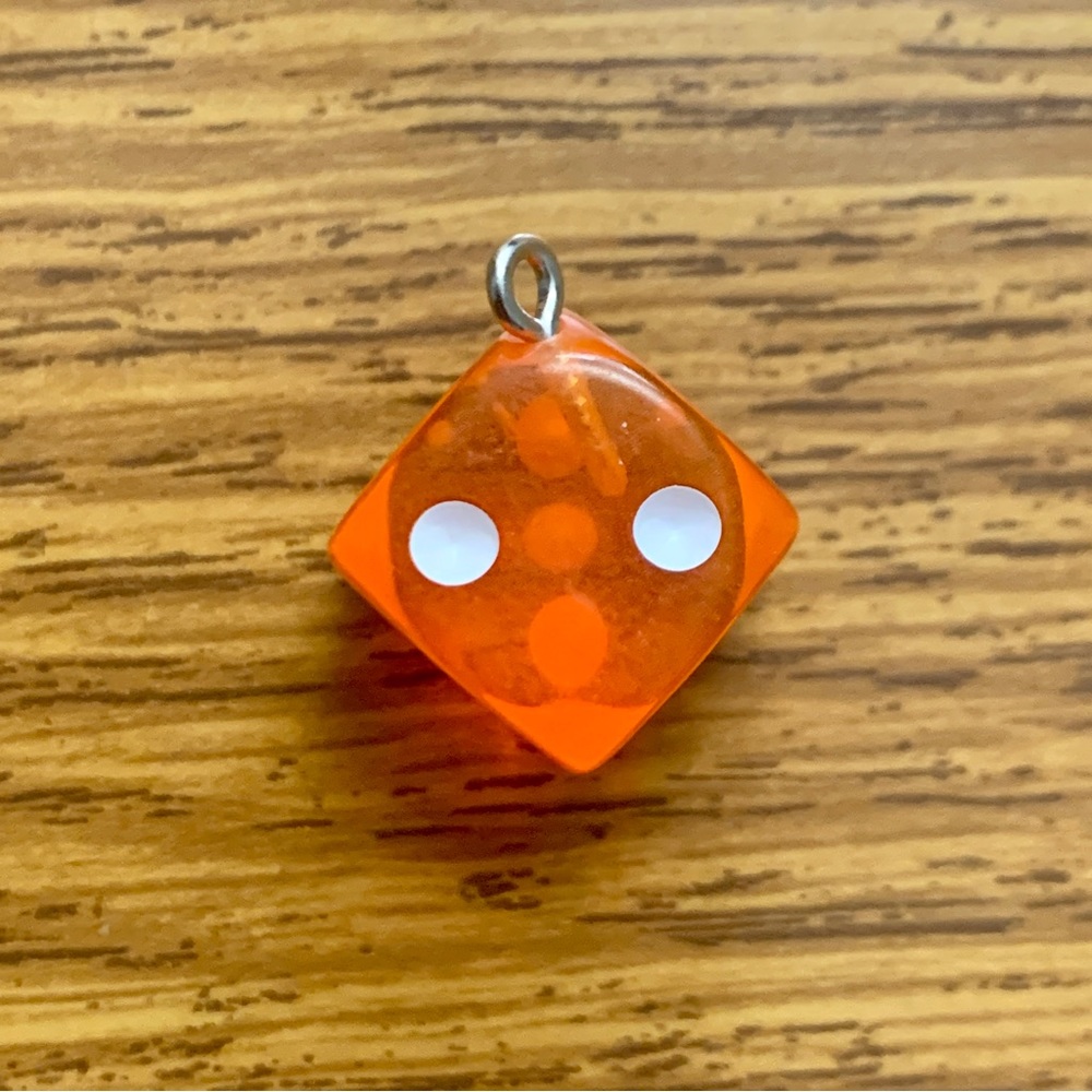 Single Orange Dice Charm Pendant - Picture 4 of 11